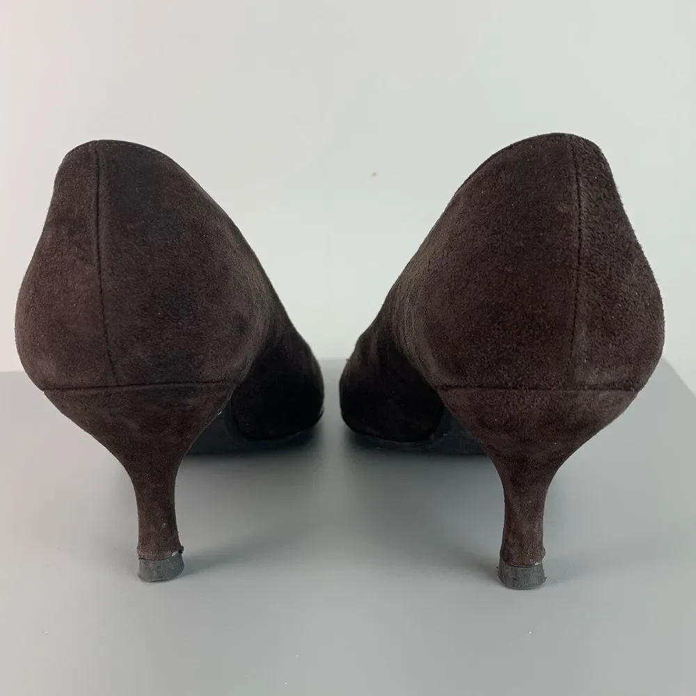 Stuart Weitzman Women's Shoes Pumps Size 9 Suede Brown Buckle Designer Luxury - Picture 6 of 13